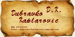 Dubravko Kaplarović vizit kartica